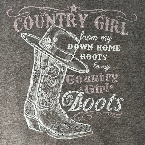 Sable Sky Brown Women's Country Girl Boots with BLING T Shirt - Picture 9 of 9